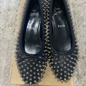Christian Louboutin Black Studded Flats
